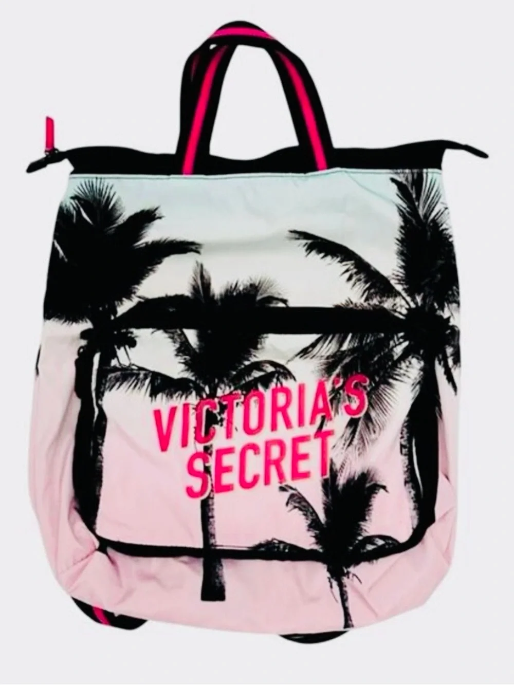 Victoria's Secret Pink and Black Palm-Print Backpack